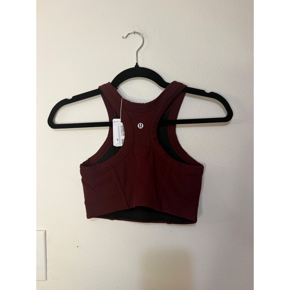 Lululemon Ribbed Nulu High Neck Yoga Bra Garnet Size 4 NWT $64 MSRP - Picture 2 of 3